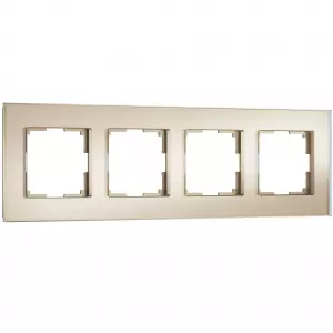 ЭЛМАКС - W0043111/ Рамка на 4 поста Senso (шампань, стекло soft-touch) элмакс, электротехника, кабель, светотехника, elmax.pro