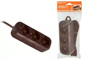 ЭЛМАКС - Удлинитель бытовой У03 3 гнезда, 5метров,2П+3, ПВС 3х1мм2 "Эко" (бук) 16А/250В TDM элмакс, электротехника, кабель, светотехника, elmax.pro