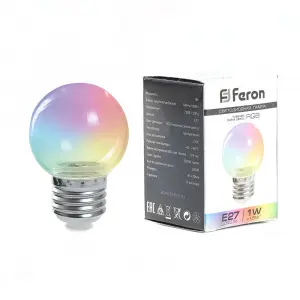 ЭЛМАКС - Лампа светодиодная, (1W) 230V E27 RGB G45, LB-37 прозрачный быстрая смена цвета элмакс, электротехника, кабель, светотехника, elmax.pro
