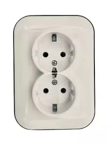 розетка 2 поста OVIVO Loft с заземлением белый/черный