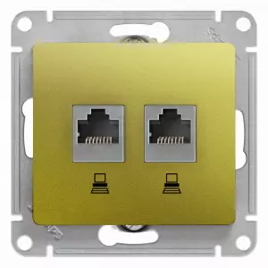 ЭЛМАКС - GLOSSA РОЗЕТКА двойная компьютерная RJ45+RJ45, кат.5E, механизм, ФИСТАШКОВЫЙ элмакс, электротехника, кабель, светотехника, elmax.pro