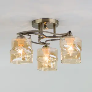 ЭЛМАКС - Потолочная люстра со стеклянными плафонами 30158/3 античная бронза элмакс, электротехника, кабель, светотехника, elmax.pro