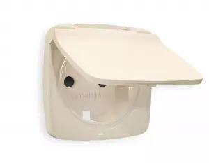 ЭЛМАКС - Лицевая панель OMEGA (Бежевый матовый) для электрической розетки с заземлением со шторками и защитно элмакс, электротехника, кабель, светотехника, elmax.pro