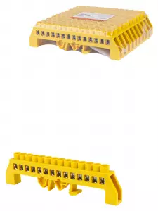 ЭЛМАКС - Шина "PE" "земля" в желтом изоляторе на DIN-рейку 8x12мм 14 групп TDM элмакс, электротехника, кабель, светотехника, elmax.pro