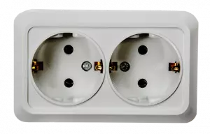 ЭЛМАКС - Розетка двойная с заземлением BOLLETO белая накладная 7128 IN HOME элмакс, электротехника, кабель, светотехника, elmax.pro