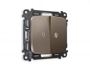 ЭЛМАКС - Комплект механизма 2-клавишного выключателя с подсветкой 3200K (мягкий теплый свет) OMEGA MO634010 Т элмакс, электротехника, кабель, светотехника, elmax.pro