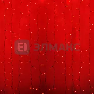 Гирлянда "Светодиодный Дождь" 2х1,5м, постоянное свечение, прозрачный провод, 230 В, диоды КРАСНЫЕ, 