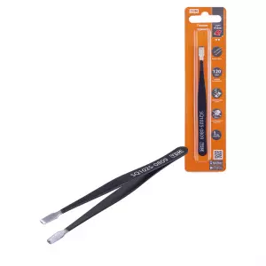 Пинцет прямой 120 мм, плоское жало 5 мм, нерж., антистатич. покр., блистер, "Рубин" TDM