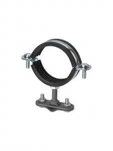 Держатель хомут с резиновым уплотнением Ø60-65 мм, для прута Ø6-10 мм, стальной зажим, термодиф. TDM