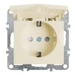 ЭЛМАКС - Розетка 1-местная с/з с крышкой (механизм), серия Эрна, PST16-9112-02, слоновая кость элмакс, электротехника, кабель, светотехника, elmax.pro