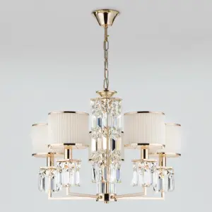 ЭЛМАКС - Подвесная люстра с хрусталем 10099/5 золото/прозрачный хрусталь Strotskis элмакс, электротехника, кабель, светотехника, elmax.pro