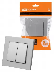 ЭЛМАКС - Выключатель 2-х кл. 10А серебр. металлик "Сенеж" TDM элмакс, электротехника, кабель, светотехника, elmax.pro