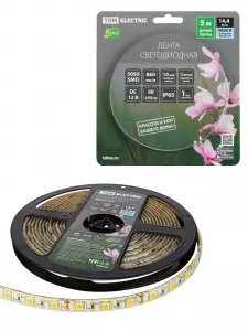 ЭЛМАКС - Лента светодиодная SMD5050-60 LED/м-IP65-12 В-14,4 Вт/м-4000 К (5 м) блистер TDM элмакс, электротехника, кабель, светотехника, elmax.pro