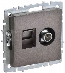 ЭЛМАКС - BRITE Роз. двойная TV+RJ45 кат.5E РТВ/РК12-БрТБ бр. IEK элмакс, электротехника, кабель, светотехника, elmax.pro