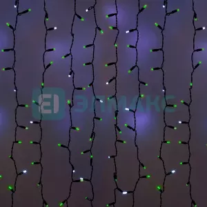 Гирлянда "Светодиодный Дождь" 2х1,5м, эффект мерцания, черный провод, 230 В, диоды ЗЕЛЁНЫЕ, 360 LED