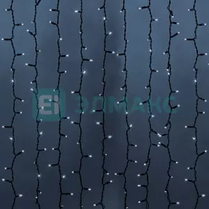 Гирлянда "Светодиодный Дождь" 2х1,5м, постоянное свечение, черный провод "КАУЧУК", 230 В, диоды БЕЛЫ