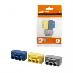 ЭЛМАКС - Набор клемм винтовых изолированных КВИ-3 для Al и Cu проводов (6,0мм2) (серая, синяя, желтая) TDM элмакс, электротехника, кабель, светотехника, elmax.pro