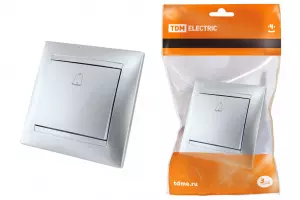 ЭЛМАКС - Кнопка звонковая 6А серебр. металлик "Лама" TDM элмакс, электротехника, кабель, светотехника, elmax.pro