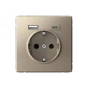 ЭЛМАКС - ARTGALLERY РОЗЕТКА 16А с 2 USB A+C, 5В/2,4А/3,0А, 2х5В/1,5А, механизм, ШАМПАНЬ элмакс, электротехника, кабель, светотехника, elmax.pro