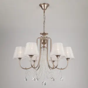 ЭЛМАКС - Подвесная люстра с хрусталем 10088/6 перламутровое золото Strotskis элмакс, электротехника, кабель, светотехника, elmax.pro