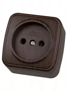 ЭЛМАКС - Розетка 2П открытой установки IP20 10А, венге "Дача" Народная элмакс, электротехника, кабель, светотехника, elmax.pro