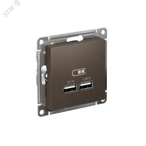 ЭЛМАКС - ATLASDESIGN USB РОЗЕТКА, 5В, 1 порт x 2,1 А, 2 порта х 1,05 А, механизм, МОККО элмакс, электротехника, кабель, светотехника, elmax.pro