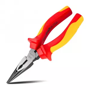 Плоскогубцы диэлектрические удлиненные Deli DL512106 160мм, сталь Cr-V, сертификат VDE для работ под