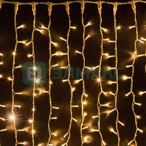 Гирлянда "Светодиодный Дождь" 2х1,5м, постоянное свечение, белый провод "КАУЧУК", 230 В, диоды ТЕПЛЫ