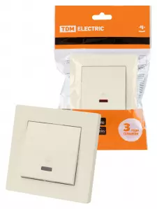 ЭЛМАКС - Выключатель на 2 направления 1 кл. с подсветкой 10А сл. кость "Сенеж" TDM элмакс, электротехника, кабель, светотехника, elmax.pro