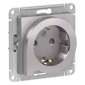 ЭЛМАКС - ATLASDESIGN РОЗЕТКА с заземлением со шторками с выталк., 16А, механизм, АЛЮМИНИЙ элмакс, электротехника, кабель, светотехника, elmax.pro