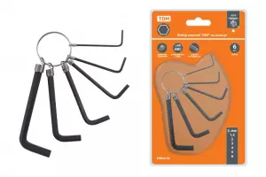 Набор ключей "HEX" на кольце 6 шт.: 1.5 - 6 мм, углеродистая сталь, блистер "Гранит" TDМ