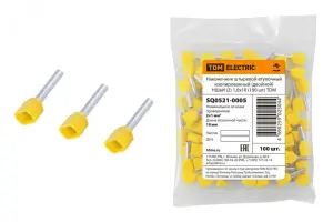 ЭЛМАКС - Наконечник штыревой втулочный изолированный (двойной) НШвИ (2) 1,0х10 (100 шт) TDM элмакс, электротехника, кабель, светотехника, elmax.pro