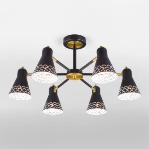 ЭЛМАКС - Потолочная люстра с поворотными рожками 70100/6 черный элмакс, электротехника, кабель, светотехника, elmax.pro