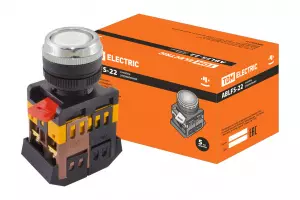 ЭЛМАКС - Кнопка ABLFS-22 белый d22мм неон/230В 1з+1р TDM элмакс, электротехника, кабель, светотехника, elmax.pro