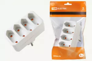 ЭЛМАКС - Блок на 4 гнезда 2П 2,5 А 250 B под плоскую вилку белый TDM элмакс, электротехника, кабель, светотехника, elmax.pro