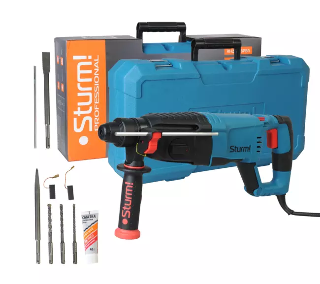 ЭЛМАКС - RH25956PBR Перфоратор Sturm!, 950Вт, 26мм, 3.2Дж, 0-4800уд/мин, 3 режима, 4м каб, кейс элмакс, электротехника, кабель, светотехника, elmax.pro