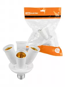 ЭЛМАКС - Переходник Е27-4хЕ27, узкий, белый, TDM элмакс, электротехника, кабель, светотехника, elmax.pro