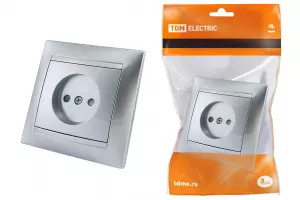 ЭЛМАКС - Розетка 2П 10А 250В с защ. шт. серебр. металлик "Лама" TDM элмакс, электротехника, кабель, светотехника, elmax.pro