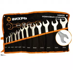 ЭЛМАКС - Набор рожковых ключей 12 шт. 6 - 32, в чехле Вихрь элмакс, электротехника, кабель, светотехника, elmax.pro