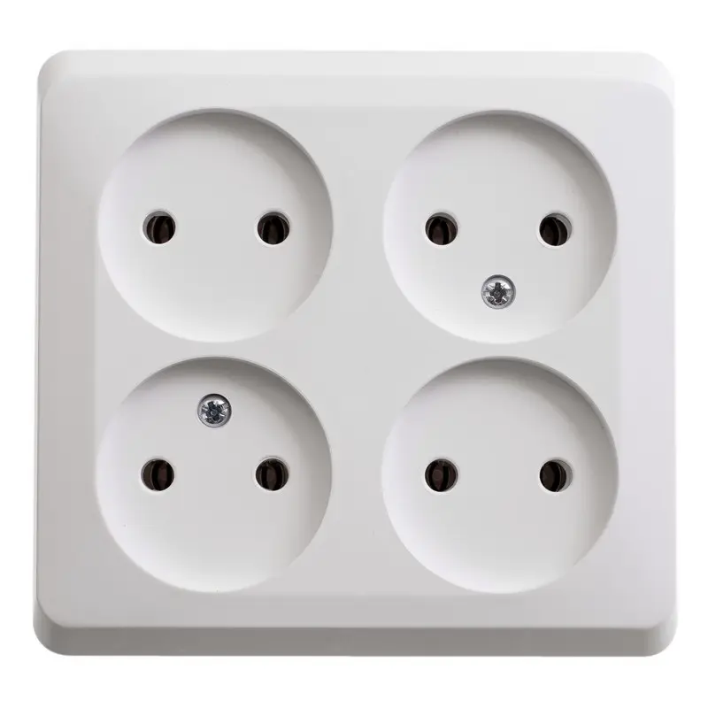 ЭЛМАКС - Розетка 4гн. ОП б/з белый ЭТЮД (7/84) (PA16-205B) элмакс, электротехника, кабель, светотехника, elmax.pro