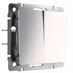 ЭЛМАКС - W1120002/ Выключатель двухклавишный (глянцевый никель) элмакс, электротехника, кабель, светотехника, elmax.pro