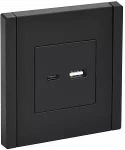 ЭЛМАКС - FORTE&PIANO Роз. USB A+C 3,1А FP150 чер. IEK элмакс, электротехника, кабель, светотехника, elmax.pro