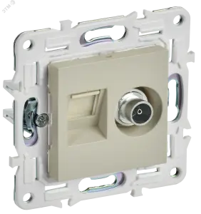ЭЛМАКС - SKANDY Роз. двойная TV+RJ45 кат.5E SK-A14B беж. IEK элмакс, электротехника, кабель, светотехника, elmax.pro