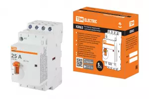 ЭЛМАКС - Контактор модульный с ручным управлением КМ63/4-25 4НО 230В АС TDM элмакс, электротехника, кабель, светотехника, elmax.pro