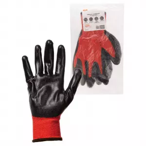 Перчатки полиэфирные "Контакт-Ойл", маслобензостойкое покрытие, 9, 15 кл., 42-44 г, 1 пара, TDM