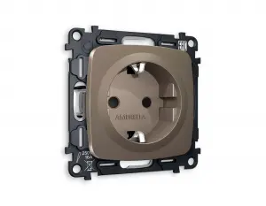 ЭЛМАКС - Комплект механизма электрической розетки OMEGA MO637010 Темная бронза матовый с заземлением и шторка элмакс, электротехника, кабель, светотехника, elmax.pro