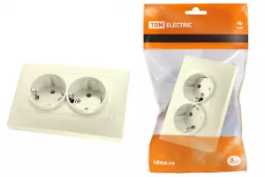 ЭЛМАКС - Розетка двойная 2П+З 16А 250В с защ. шт. сл. кость "Лама" TDM элмакс, электротехника, кабель, светотехника, elmax.pro