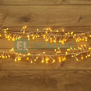 ЭЛМАКС - Гирлянда "Мишура LED" 3 м прозрачный ПВХ, 288 диодов, цвет желтый элмакс, электротехника, кабель, светотехника, elmax.pro