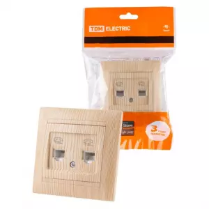 ЭЛМАКС - Розетка двойная телефонная RJ11 сосна "Лама" TDM элмакс, электротехника, кабель, светотехника, elmax.pro