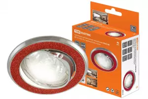 ЭЛМАКС - Светильник встраиваемый поворотный СВ 02-06 MR16 50Вт G5.3 красный блеск/хром TDM элмакс, электротехника, кабель, светотехника, elmax.pro